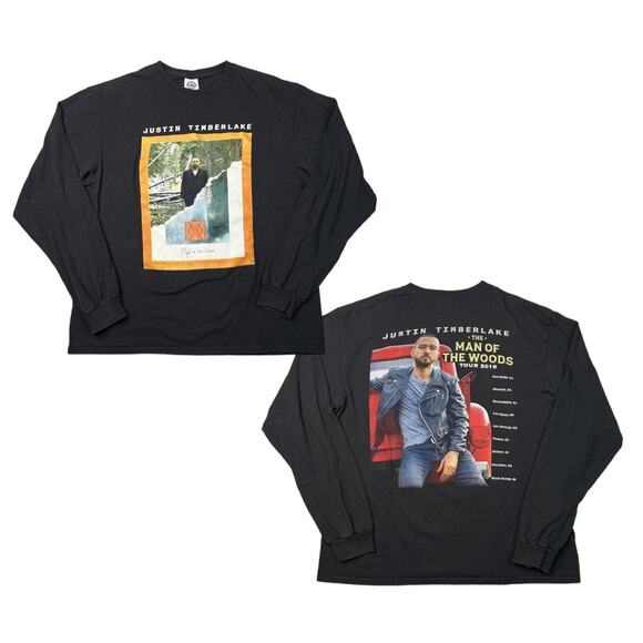 Justin Timberlake Man of the Woods 2019 Tour Concert Long Sleeve T-Shirt L Large - Picture 1 of 7
